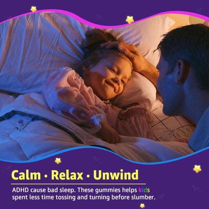 Kids Sleep Gummies - Magnesium Glycinate Gummies, Melatonin Free Sleep Aid | Magnesium, Calcium, D3, B6, L Theanine - OmniHealth US