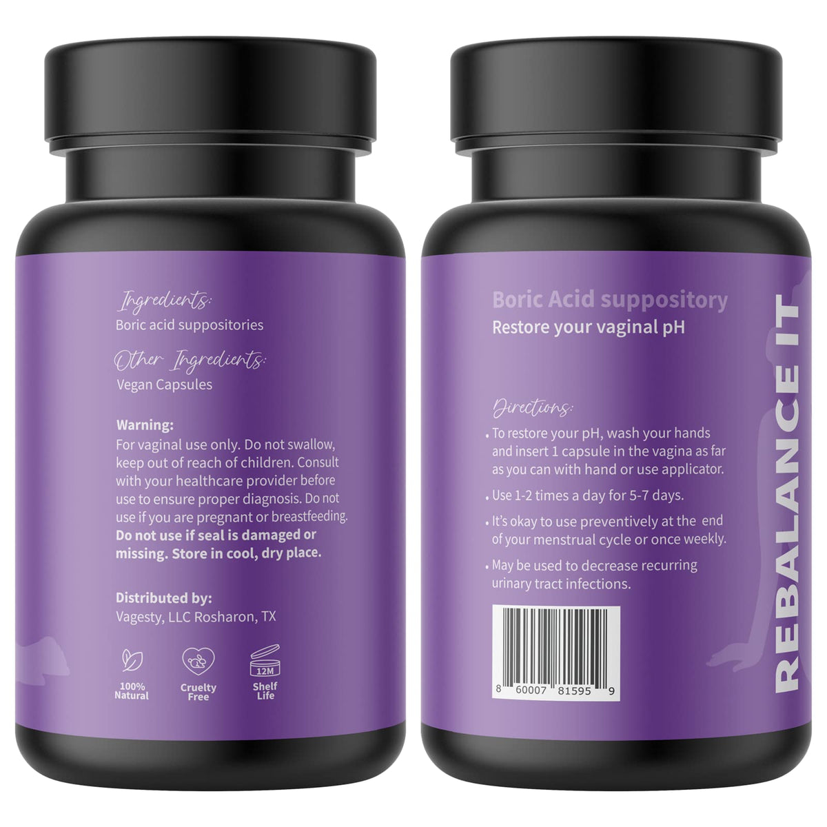 Vagesty Jewelz boric Acid Vaginal Suppositories, 100% Pure boric Acid, rebalance Vaginal pH VagestyBuy Supplements Australia