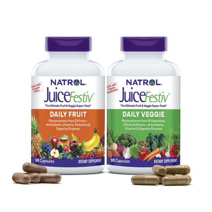 Natrol JuiceFestiv, Vitamins and Supplements for Nutrition & Well-Being, Antioxidants for Cellular Health, 90 Capsules - OmniHealth US