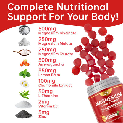 Magnesium Glycinate Gummies 500mg – Sugar Free Magnesium Gummies for Sleep, Stress, Muscle & Nerve Support – for Adults & Kids 4+, Vegan, No Melatonin - OmniHealth US