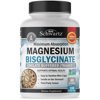 Magnesium Bisglycinate Chelated Supplement - High Absorption Magnesium Glycinate Supplement for Women and Men - Sleep, Muscle, Bone & Joint Support - OmniHealth US