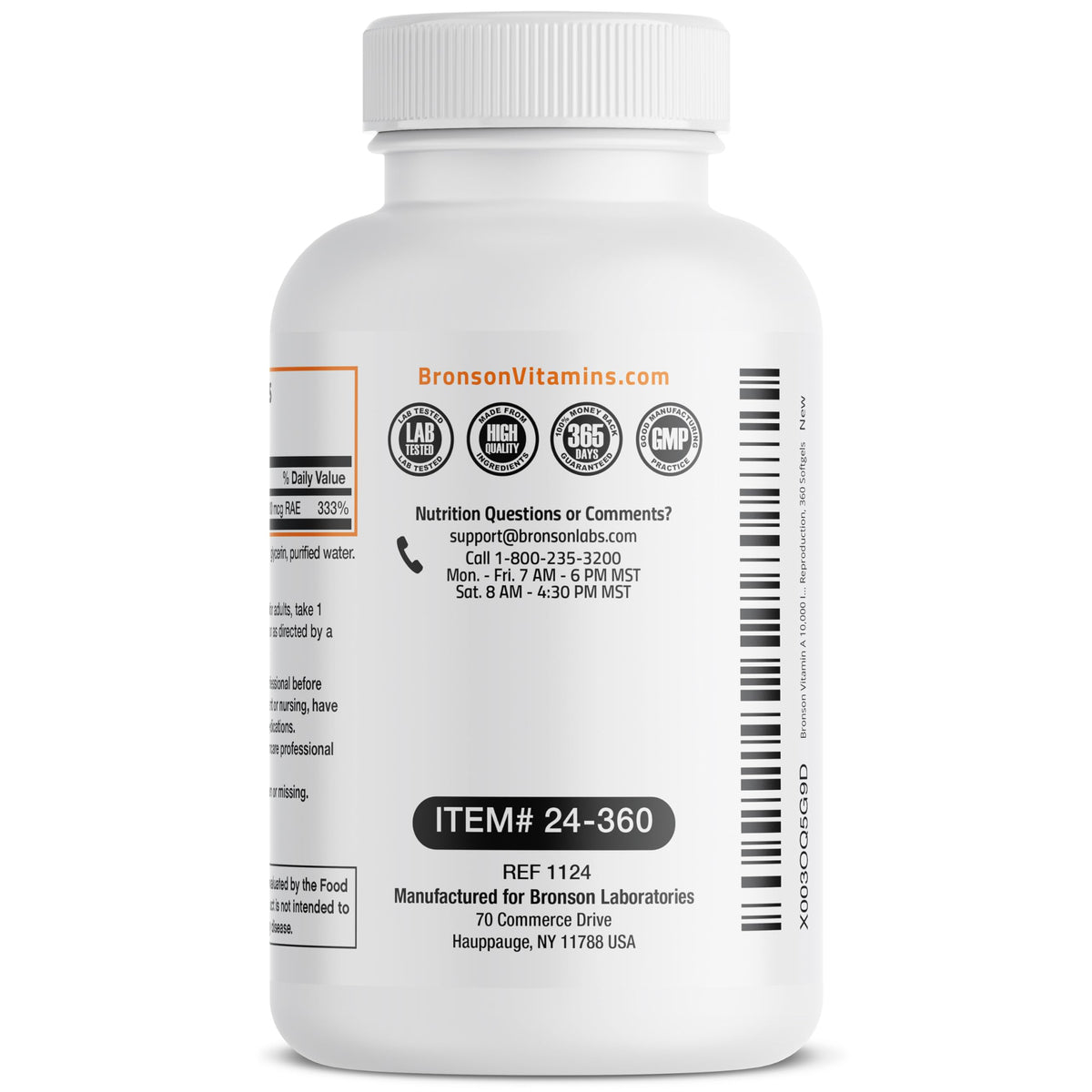 Bronson Vitamin A 10,000 IU Premium Non-GMO Formula Supports Healthy Vision & Immune System and Healthy Growth & Reproduction, 360 Softgels - OmniHealth US