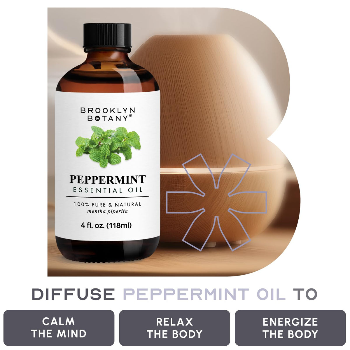 Brooklyn Botany Peppermint Essential Oil - Huge 4 Fl Oz - 100% Pure and Natural - Premium Grade Brooklyn BotanyBuy Supplements Australia