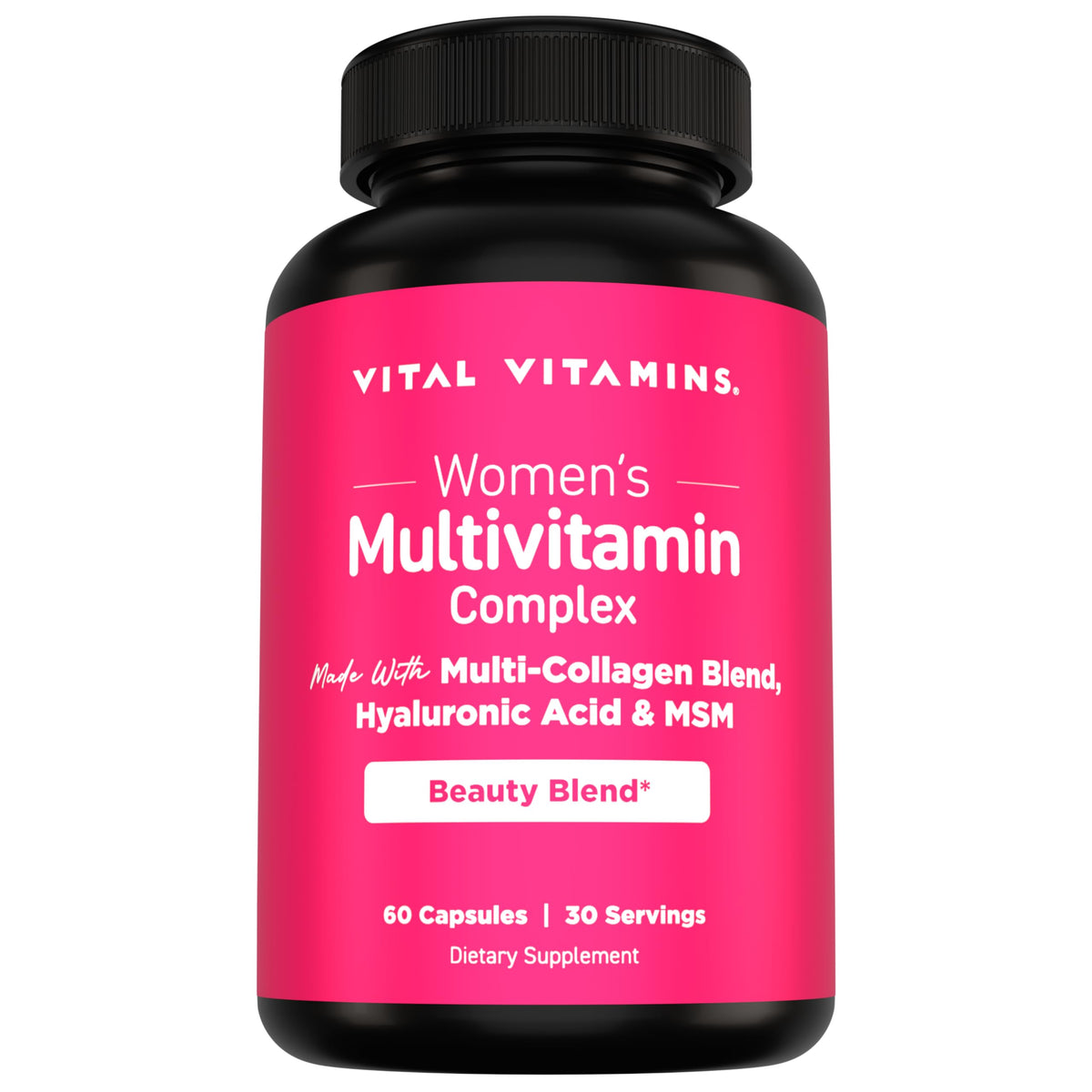 Vital Vitamins Women's Multivitamin Complex - Made with Multi-Collagen Blend, Hyaluronic Acid, & MSM - Beauty Multivitamins - with Vitamin A, C, E, B6, B12, D3-60 Capsules Vital VitaminsBuy Supplements Australia