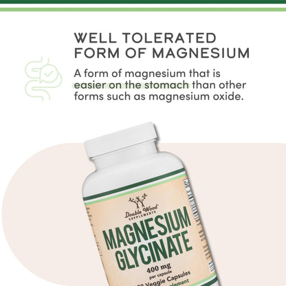 Magnesium Glycinate 400mg | 180 Capsules | Sleep, Muscle, & Heart Support | Vegan, Third Party Tested, Gluten Free - OmniHealth US