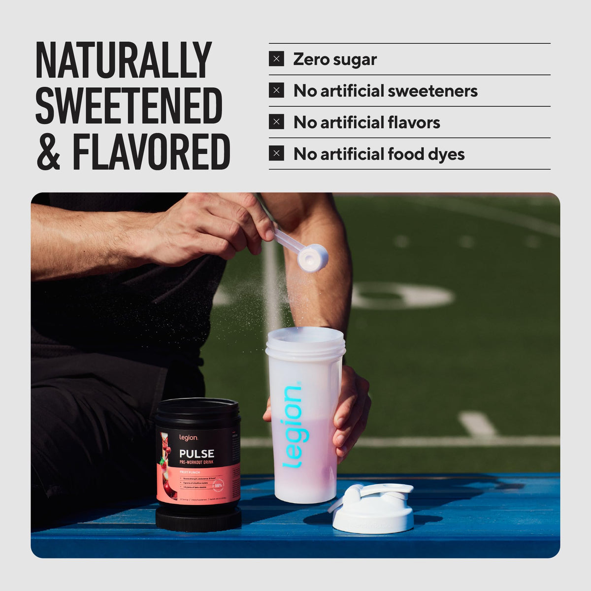 LEGION Pulse Pre Workout Supplement - All Natural Nitric Oxide Preworkout Drink to Boost Energy, Creatine Free, Naturally Sweetened, OmniHealth US