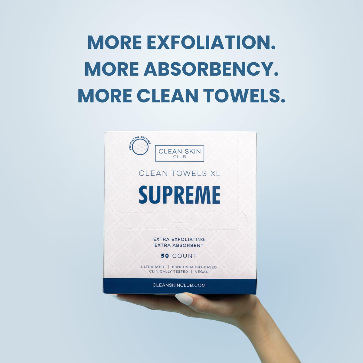 Clean Skin Club Clean Towels XL Supreme, 50 Count, Absorbent, Gentle CLEAN SKIN CLUBBuy Supplements Australia