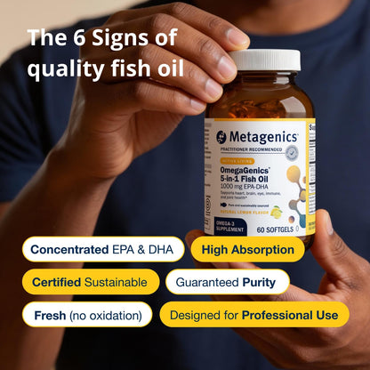 Metagenics OmegaGenics EPA-DHA 1000 mg - High Potency Omega-3 Fish Oil Supplement for Heart, Brain & Joint Health - OmniHealth US