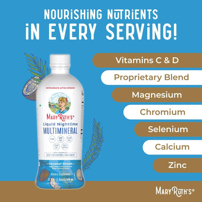 MaryRuth's Multivitamin Gummies for Women (Strawberry) & Liquid Nighttime Multimineral (Coconut, 32oz) | Clean Label Project Verified MARYRUTH'SBuy Supplements Australia