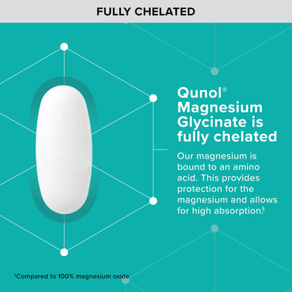 Qunol Magnesium Glycinate 300mg, 100% Glycinate Chelated Magnesium Supplement, 150ct Tablets - OmniHealth US
