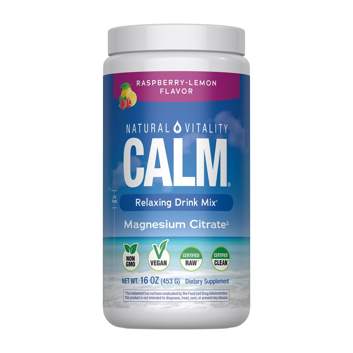 Natural Vitality Calm Magnesium 16oz Powder | Raspberry Lemon Flavored Supplement | Non-GMO, Vegan & Gluten Free Formula - OmniHealth US