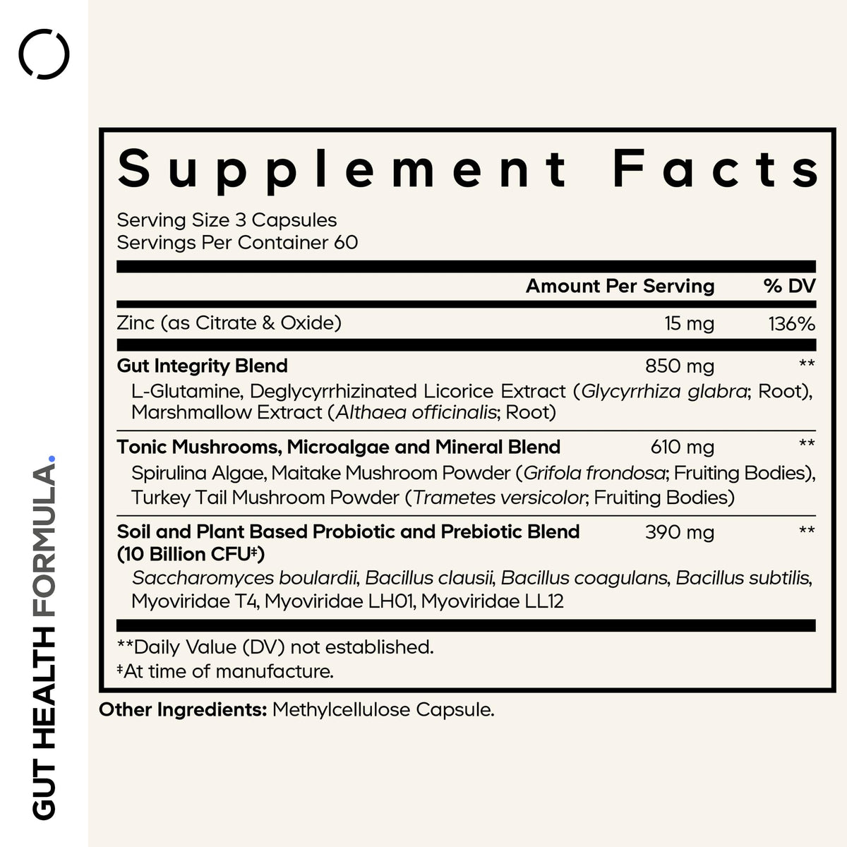 Codeage Gut Health Supplements Vegan Formula - L Glutamine, Zinc, Turkey Tail Mushroom Powder, Tonic Mushroom, Maitake, Micro Algae, Mineral, OmniHealth US