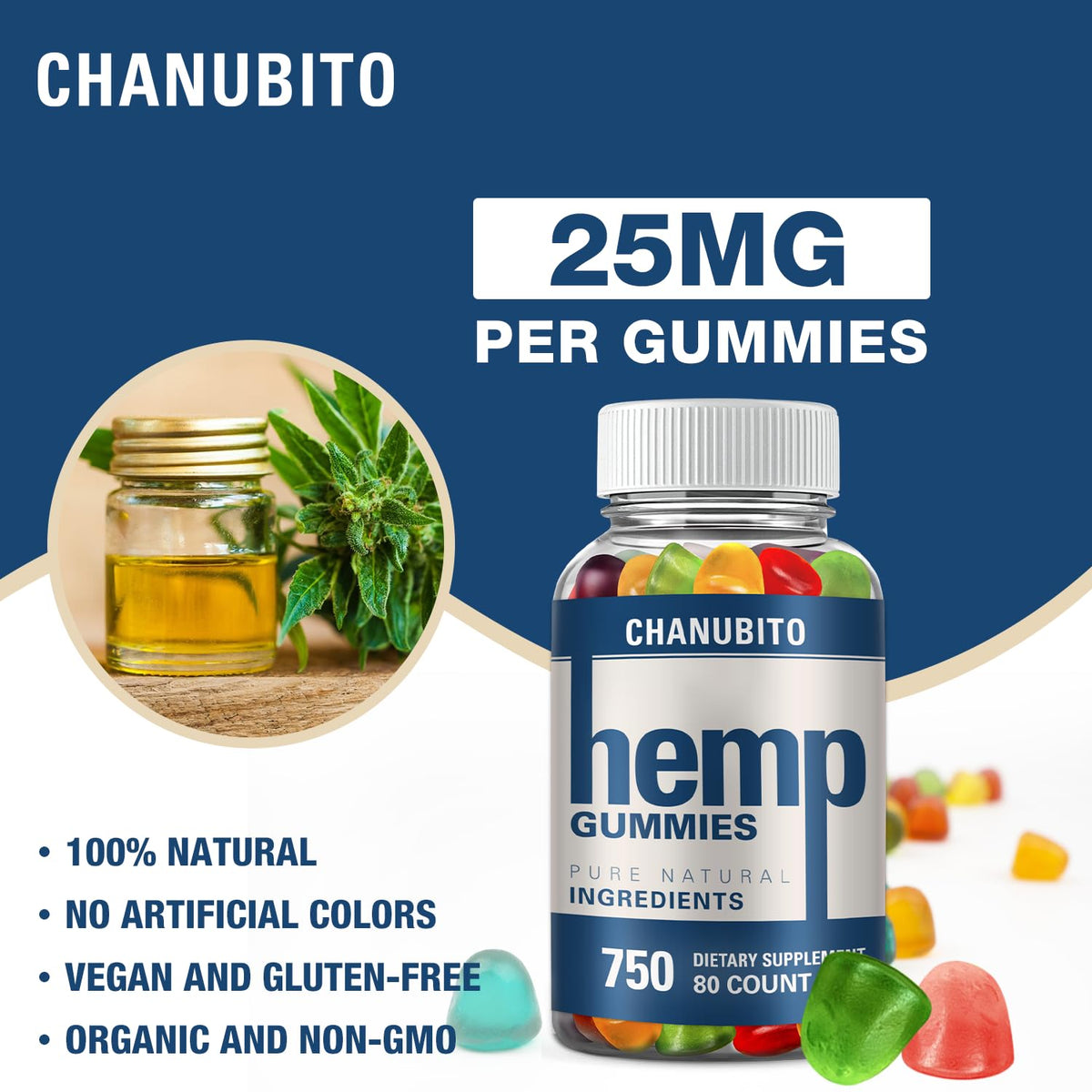 Hemp Gummies Organic High Potency Hemp Supplement - Pain, Sleep, Stress CHANUBITOBuy Supplements Australia
