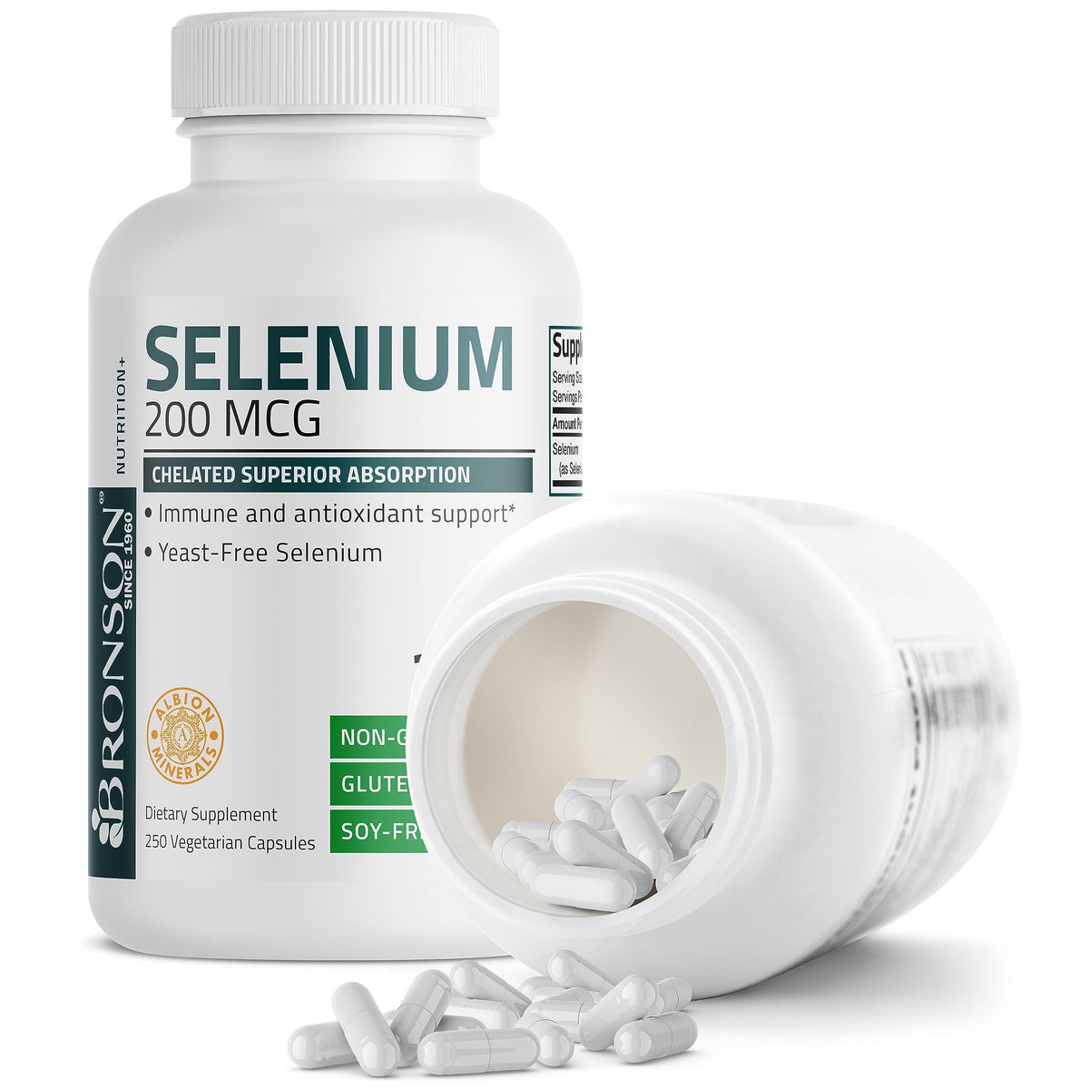 Bronson Selenium 200 mcg – Yeast Free Chelated Amino Acid Complex - Essential Trace Mineral with Superior Absorption - OmniHealth US