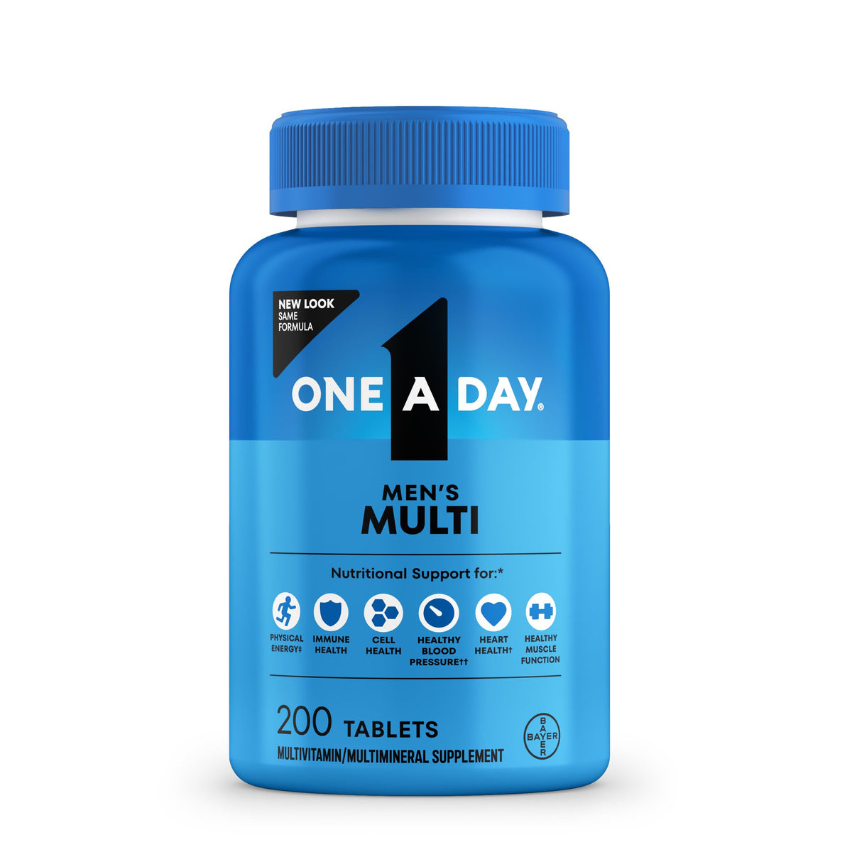 One A Day Multivitamin for Men - Daily Mens Multivitamins with Vitamin D, Zinc, Folic Acid, and B Vitamins, Physical Energy Support, 200 Count - OmniHealth US