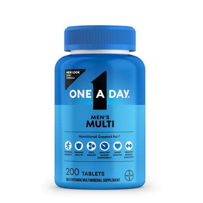 One A Day Multivitamin for Men - Daily Mens Multivitamins with Vitamin D, Zinc, Folic Acid, and B Vitamins, Physical Energy Support, 200 Count - OmniHealth US