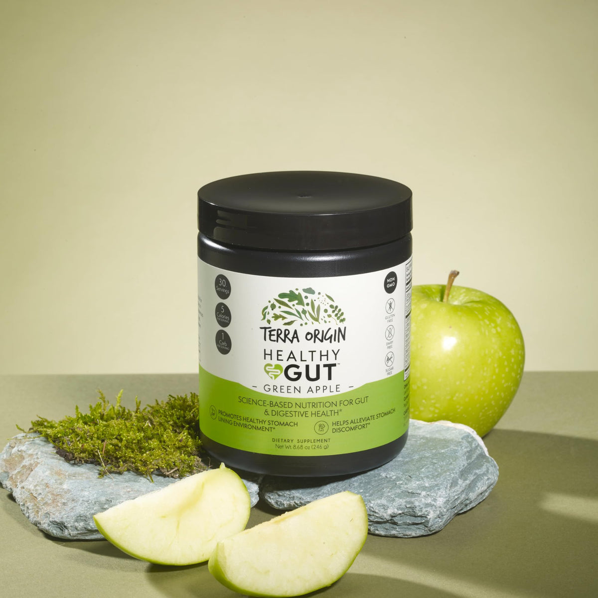 Healthy Gut Green Apple | 30-Servings with L-Glutamine, Zinc, Glucosamine, Slippery Elm Bark, Marshmallow Root and More! - OmniHealth US