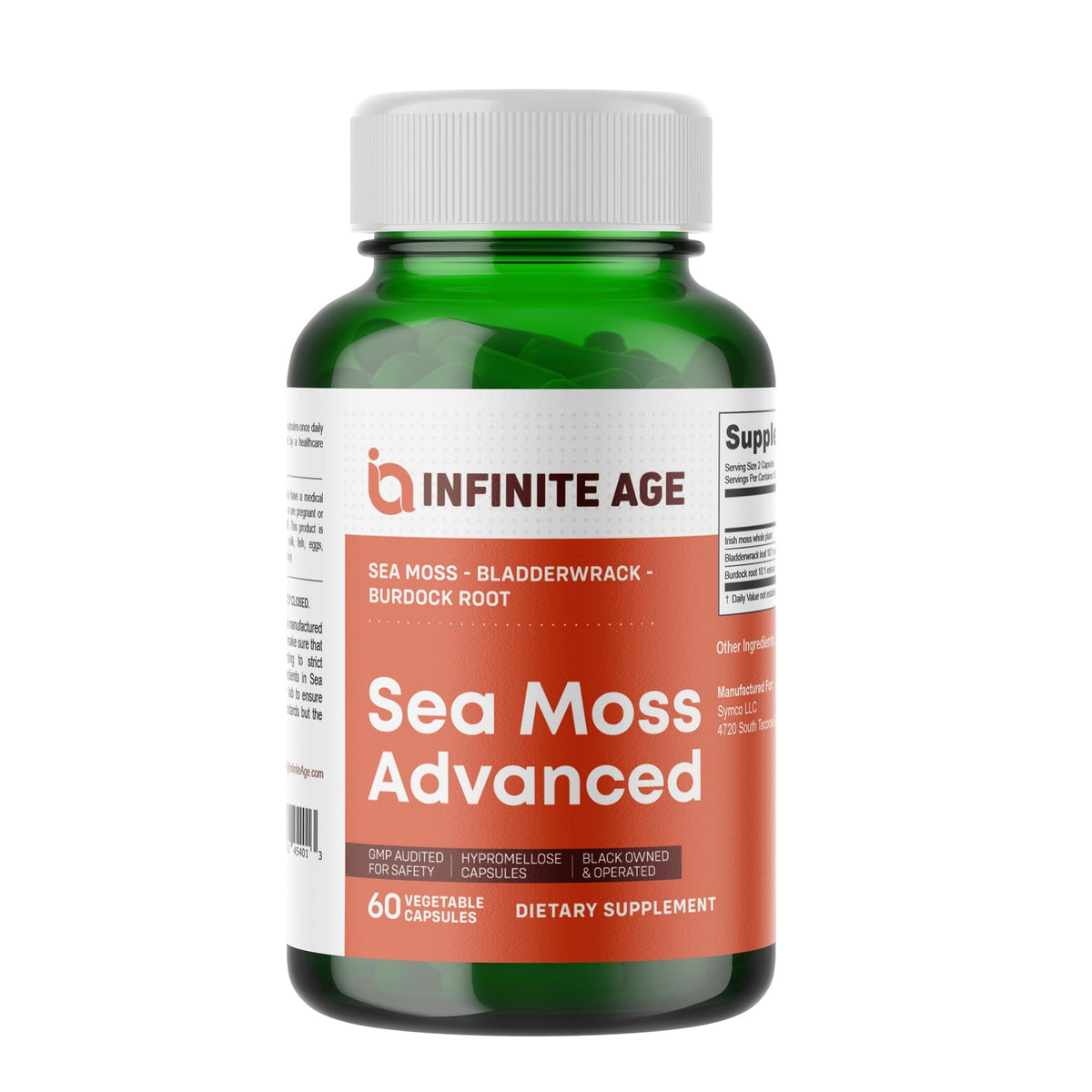 INFINITE AGE 1250mg Sea Moss Advanced Superfood Capsules, 60 Count - High-Potency, Vegan, Made in The USA - Irish Seamoss, Bladderwrack, OmniHealth US