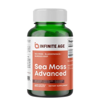INFINITE AGE 1250mg Sea Moss Advanced Superfood Capsules, 60 Count - High-Potency, Vegan, Made in The USA - Irish Seamoss, Bladderwrack, OmniHealth US