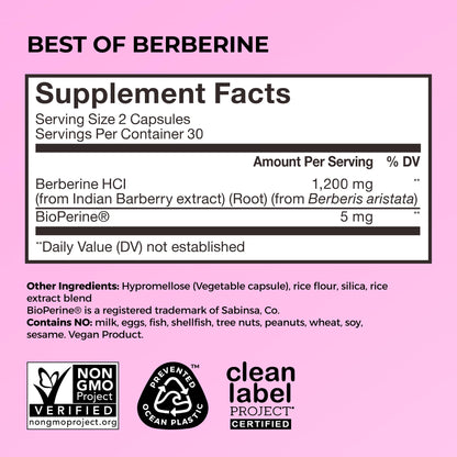 HUM Best of Berberine Supplement 1200mg, Pure Potency for Metabolic Wellness, Gut Health, Pure Berberine Supplements Enhanced - OmniHealth US