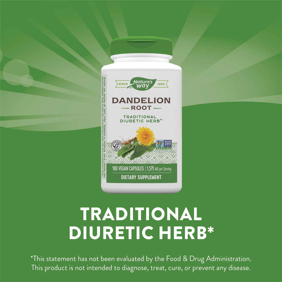 Nature's Way Dandelion Root Diuretic Herb* 525 mg per Capsule Non-GMO Nature's WayBuy Supplements Australia