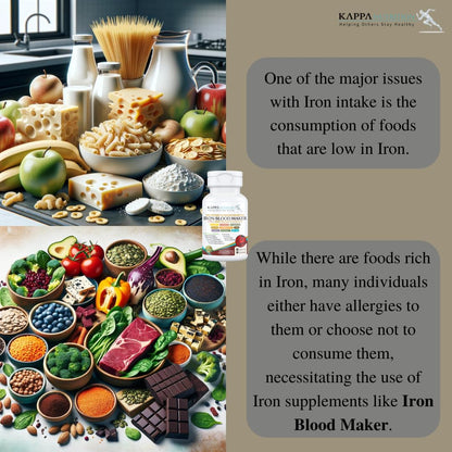 KAPPA NUTRITION Iron 26mg, Vitamin C & Orange 150mg, Folate 667mcg DFE, Vitamin B12, Beetroot, Brewers Yeast, Broccoli & MCT Oil - OmniHealth US