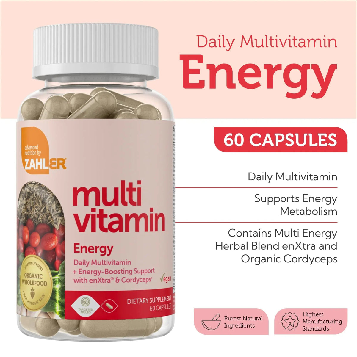 Zahler - Daily Multivitamin for Women & Men with Energy Vitamins, Minerals & Iron (60 Count) Kosher Men & Womens Multivitamins for Healthy Energy ZahlerBuy Supplements Australia