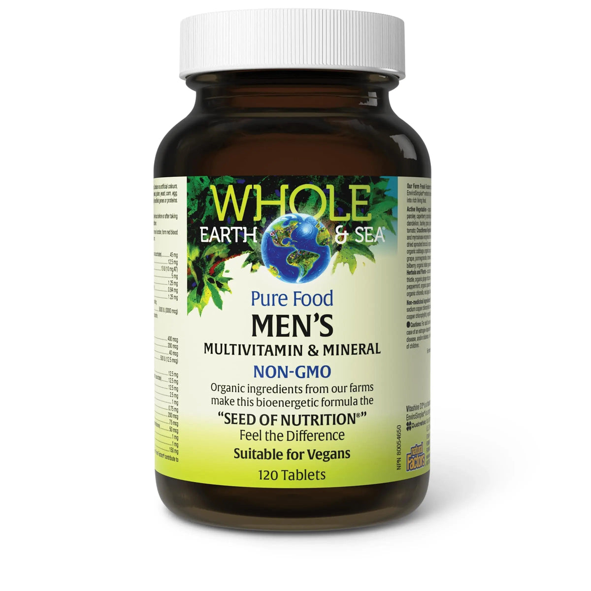 Natural Factors Whole Earth & Sea Men's Multivitamin s& Mineral, 1 Serving Contains Nutrition Equivalent to ½ lb of Veggies, 120 Tablets Natural Factors