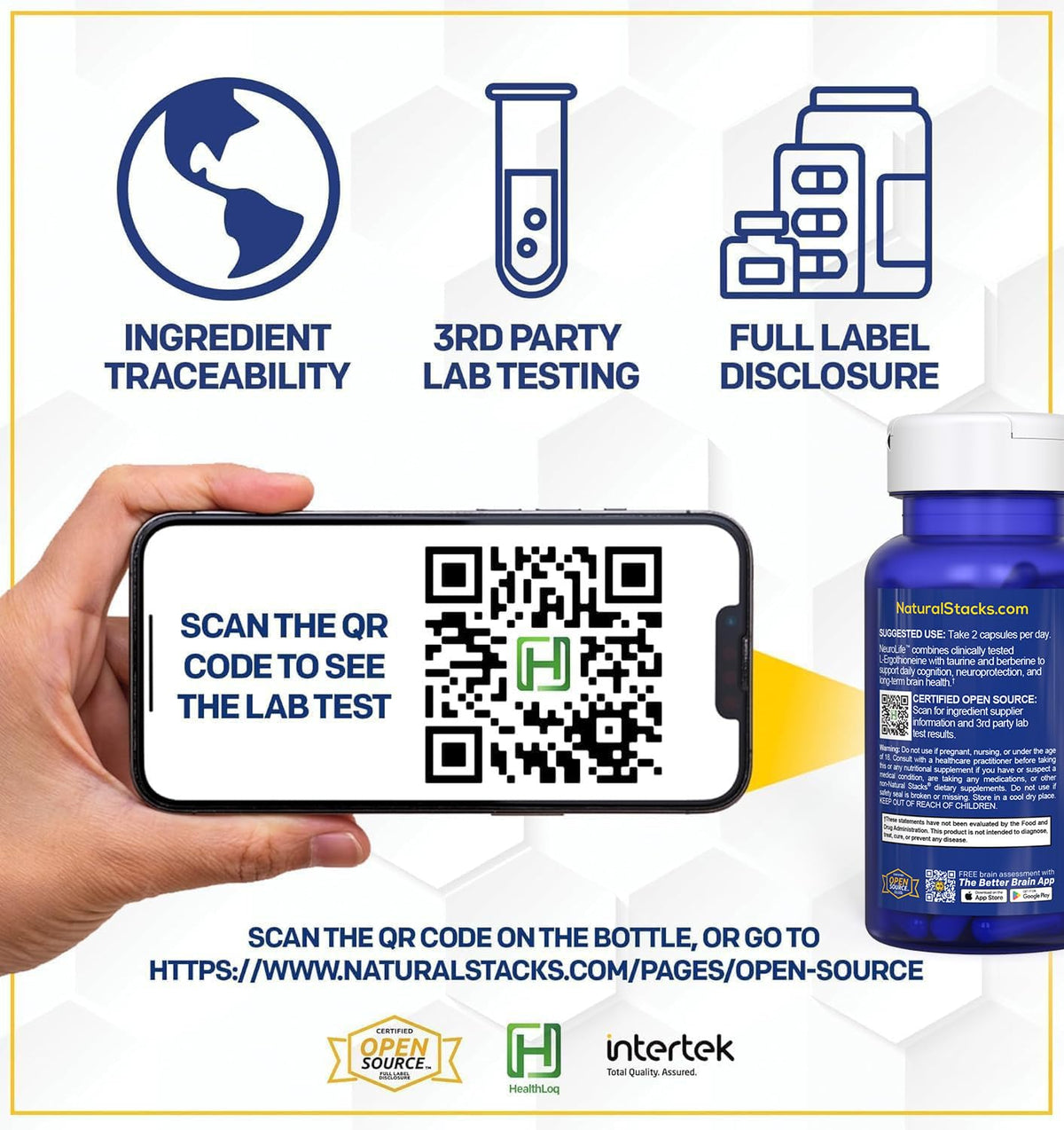 NeuroLife Longevity Supplement - 500mg Taurine & 400mg Berberine Supplement - Clinically Tested MitoPrime L-Ergothioneine - Brain Support for Cognitive Vitality - 60 Berberine Capsules NATURAL STACKSBuy Supplements Australia