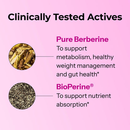 HUM Best of Berberine Supplement 1200mg, Pure Potency for Metabolic Wellness, Gut Health, Pure Berberine Supplements Enhanced - OmniHealth US