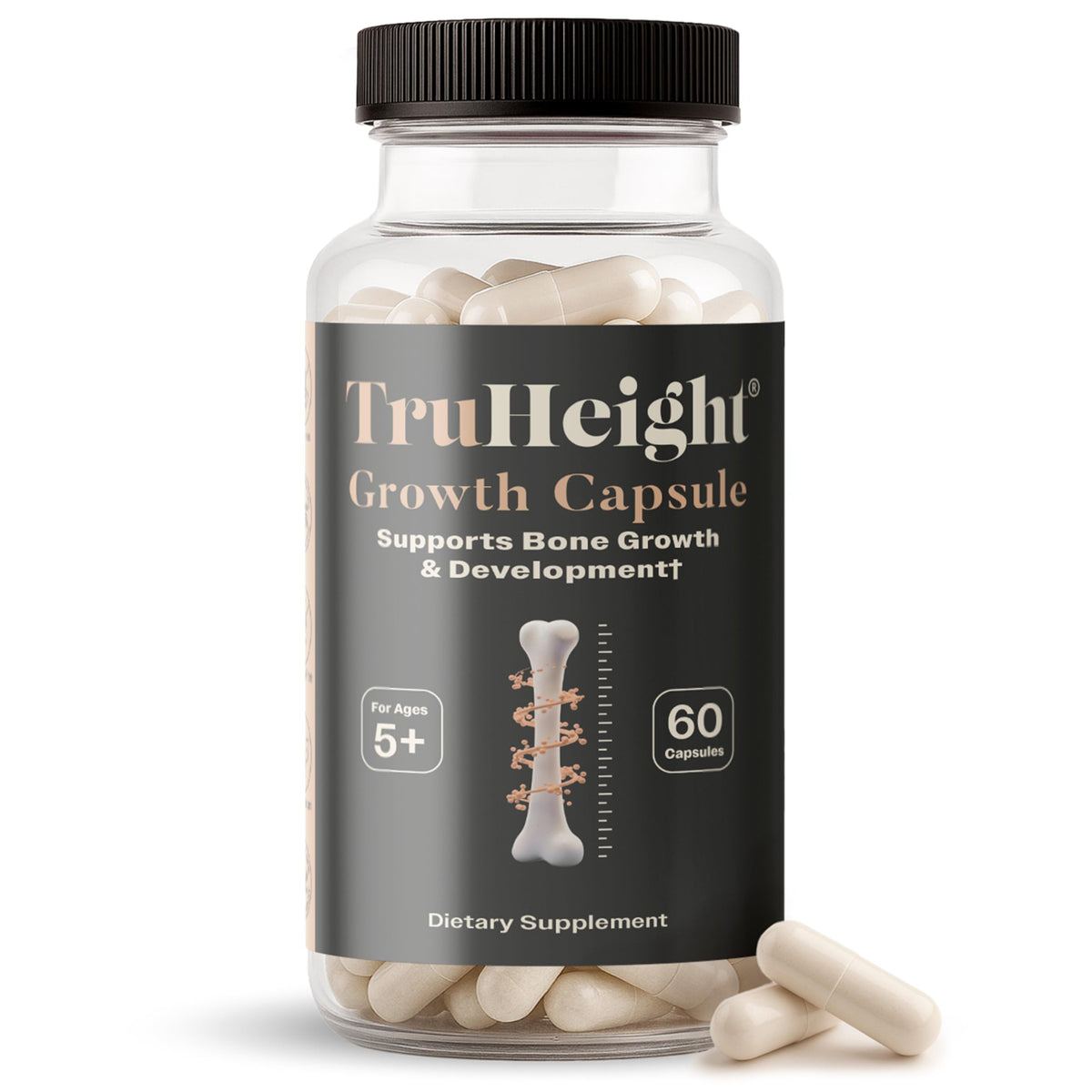 TruHeight Growth Capsules - Tall Nutrition for Natural Growth Supplement for Kids & Teens - Pediatric Vitamin D, K, Calcium & Ashwagandha - Bone Strength - OmniHealth US