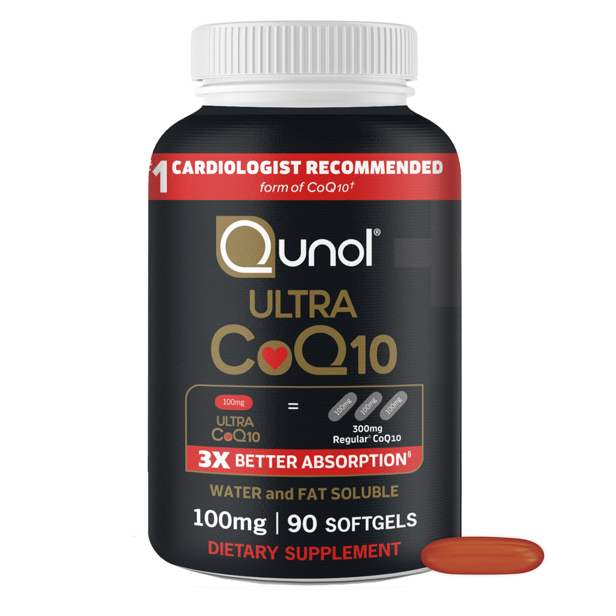 Qunol Ultra CoQ10 100mg Softgels- 3x Better Absorption, Antioxidant for Heart Health & Energy Production, Coenzyme Q10 Vitamins - OmniHealth US