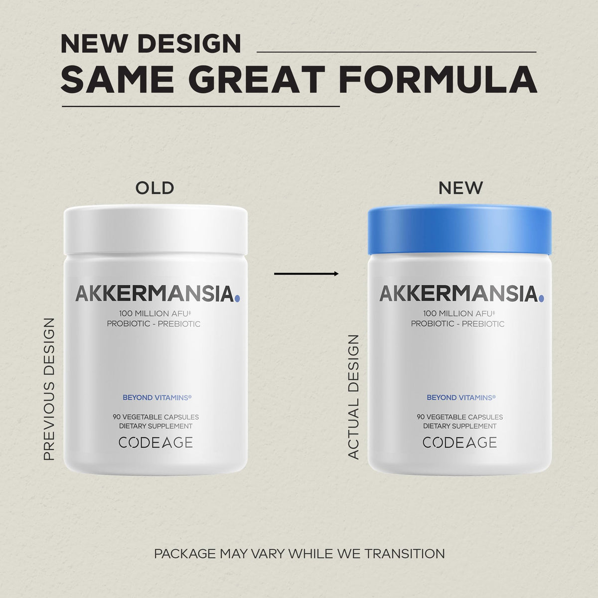 Codeage Akkermansia Muciniphila Probiotic Supplement - 3-Month Supply of Akkermansia & Chicory Inulin - Daily Synbiotic Probiotic Chicory Root - 100 Million AFUs - Gluten-Free - 90 Capsules - OmniHealth US