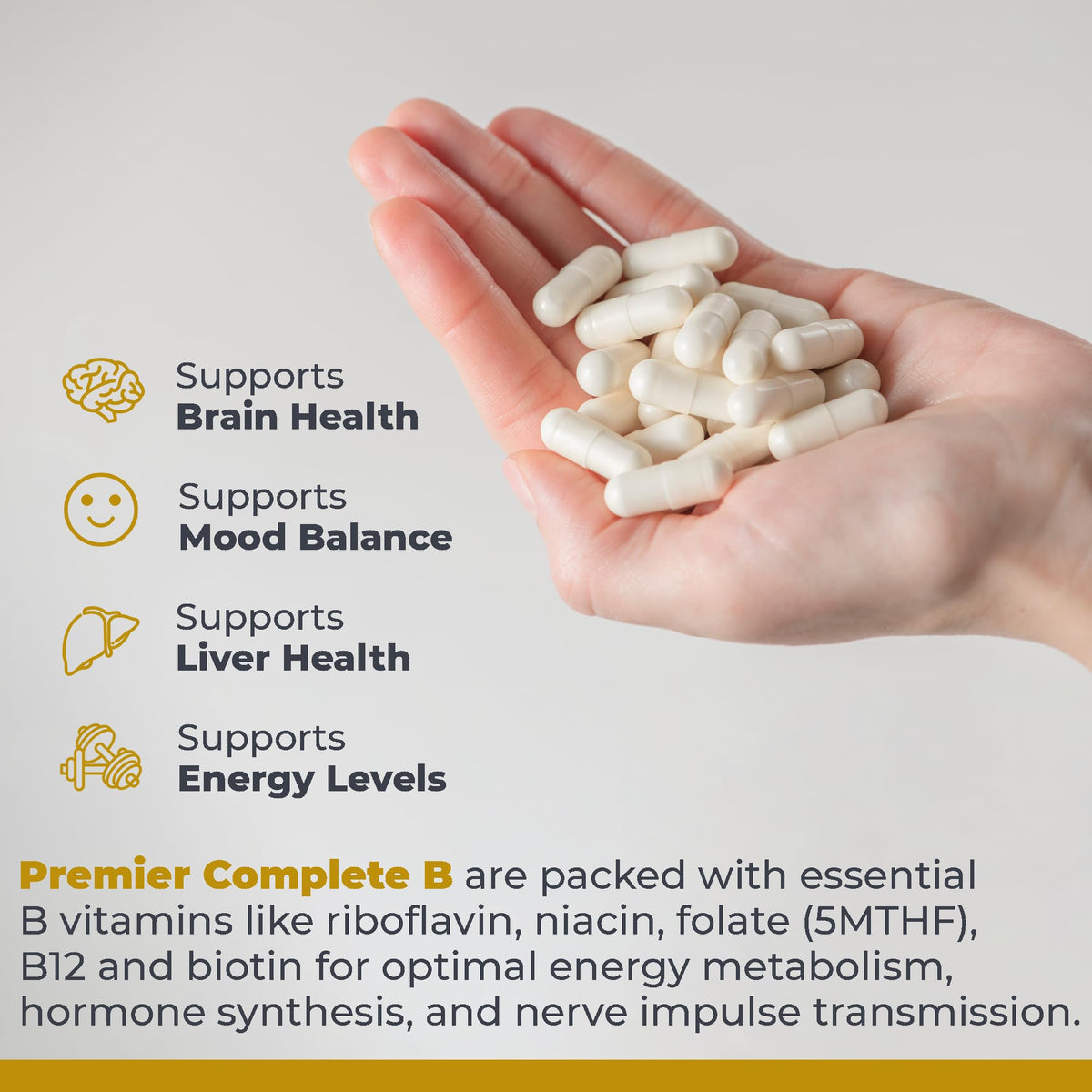 Premier Research Labs Complete B - Vitamin B Complex Supplement for Optimal Health | Vitamin B Supplement with Biotin | 9 Active B Vitamins | for Liver - OmniHealth US