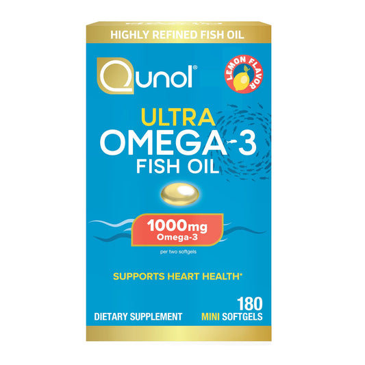 Qunol Fish Oil Omega 3 Mini Softgels, 1000mg Omega 3 EPA + DHA, Ultra Pure Supplements, Heart Health Support, Lemon Flavor - OmniHealth US