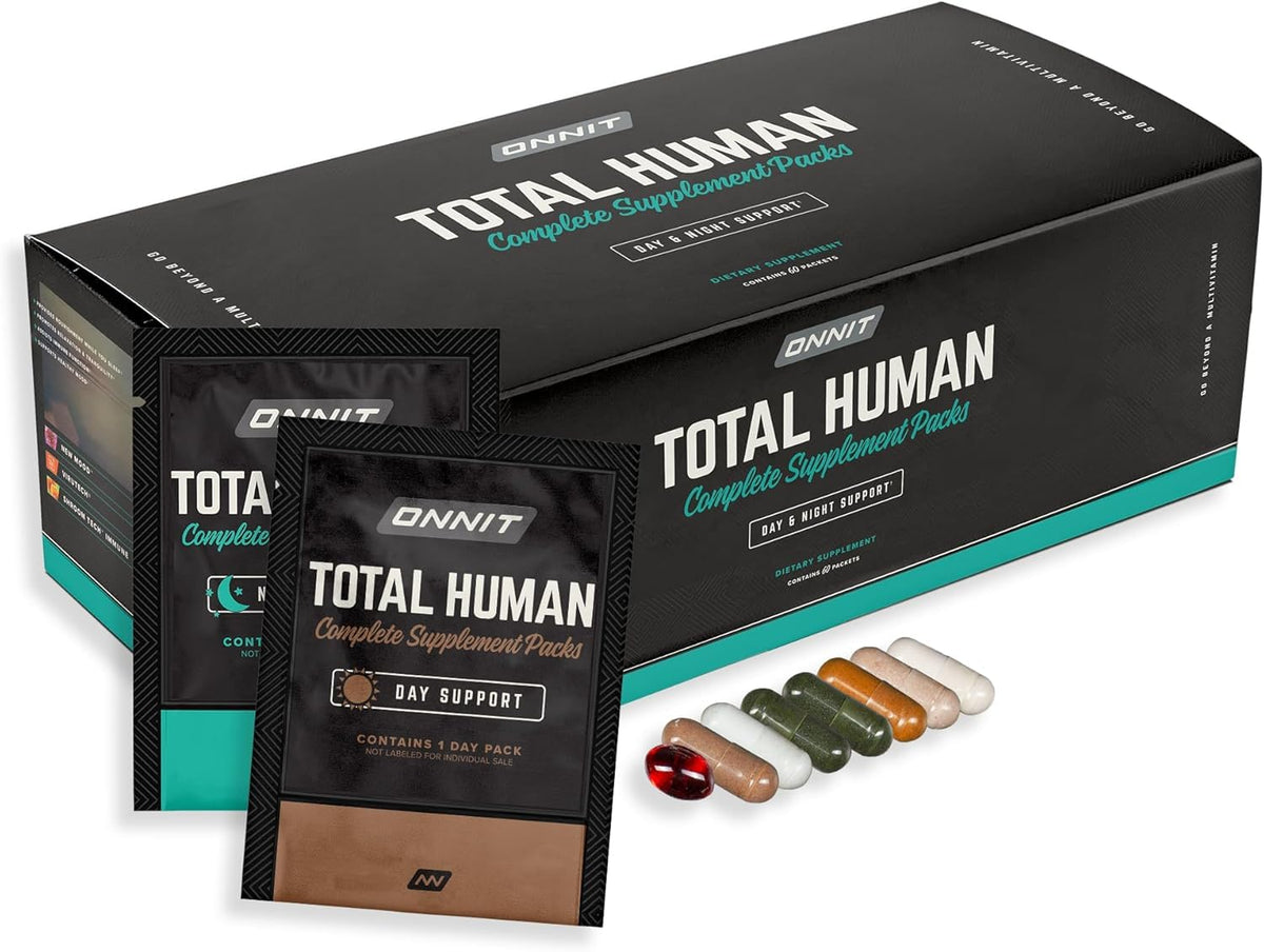 ONNIT Total Human Adult Multivitamin Comprehensive Capsule Packs with Day and Night Support, Daily Vitamin Packs for Men and Women, OmniHealth US