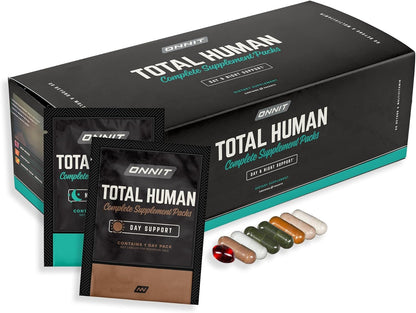 ONNIT Total Human Adult Multivitamin Comprehensive Capsule Packs with Day and Night Support, Daily Vitamin Packs for Men and Women, OmniHealth US