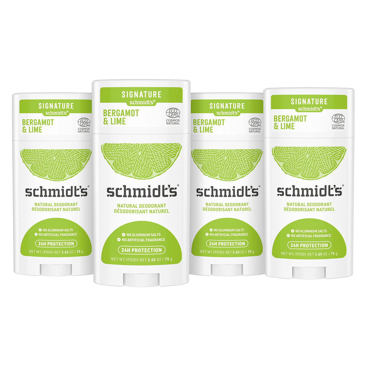 Schmidt's Aluminum Free Natural Deodorant For Women and Men, Bergamot & Lime 