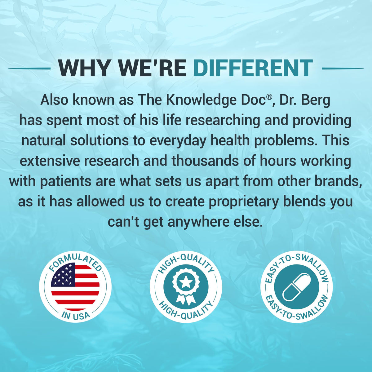 Dr. Berg Sea Kelp Enhanced Iodine - 200 mcg of Premium Iodine - Seaweed Blend Includes Klamath Blue-Green Algae & Sea Kelp - 90 Capsules - OmniHealth US