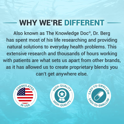 Dr. Berg Sea Kelp Enhanced Iodine - 200 mcg of Premium Iodine - Seaweed Blend Includes Klamath Blue-Green Algae & Sea Kelp - 90 Capsules - OmniHealth US