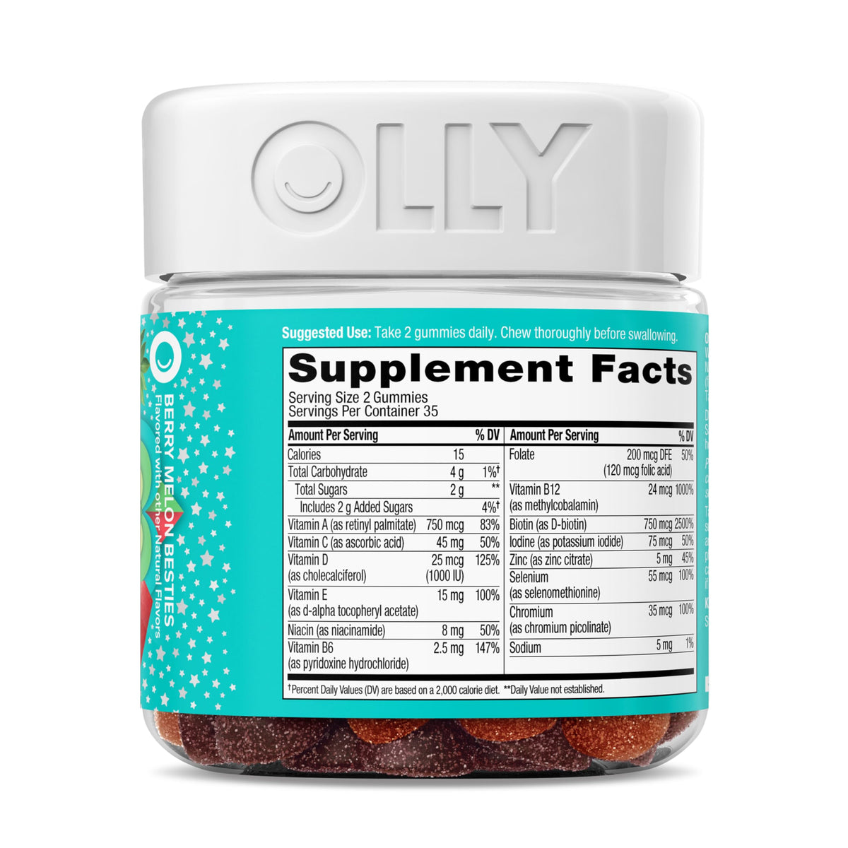 Olly Teen Girl Multi Gummy, Healthy Skin and Immune Support, 15 Essential Vitamins, Biotin, Zinc, Calcium, Chewable Multivitamin - OmniHealth US