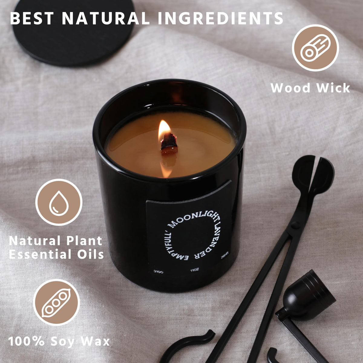 EMPTYFULL Lavender Scented Candles, Wood Wick, 11 oz Large Candle, Natural Soy Candles EmptyfullBuy Supplements Australia