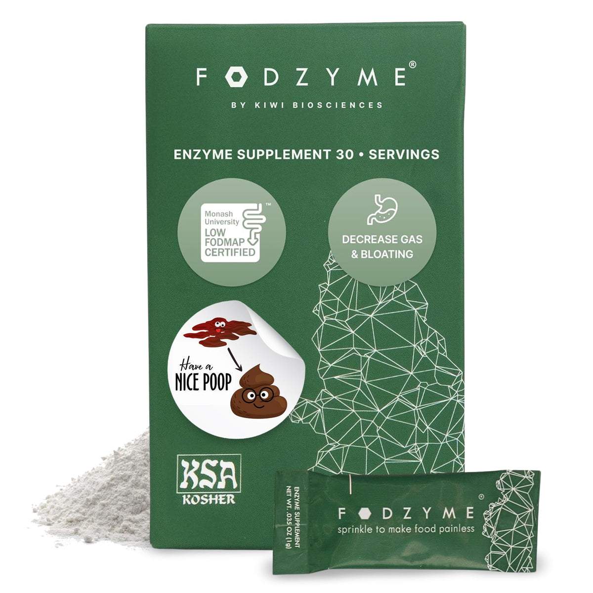 FODZYME® On-The-Go Digestive Enzymes for Gut Health, Relief for Bloating, Gas, Constipation, Diarrhea, OmniHealth US