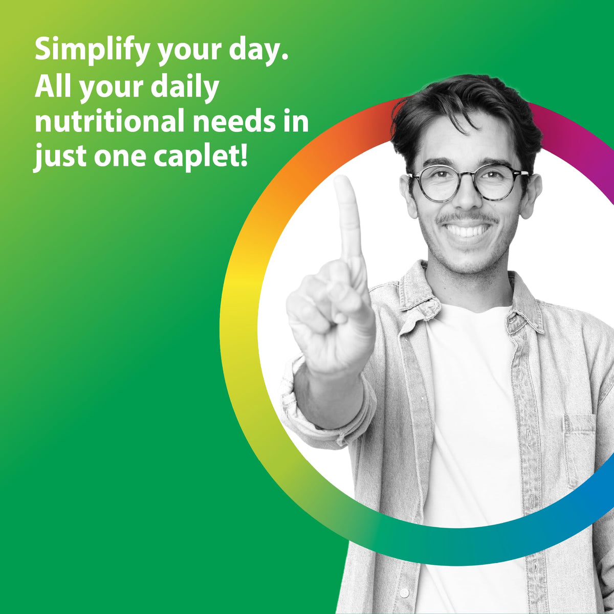 Rainbow Light Mens Multivitamin One + | 150 Caplets | Supports Cellular Energy & Immune Health | with Vitamins C, D, and Zinc | Real Food Nutrients - OmniHealth US