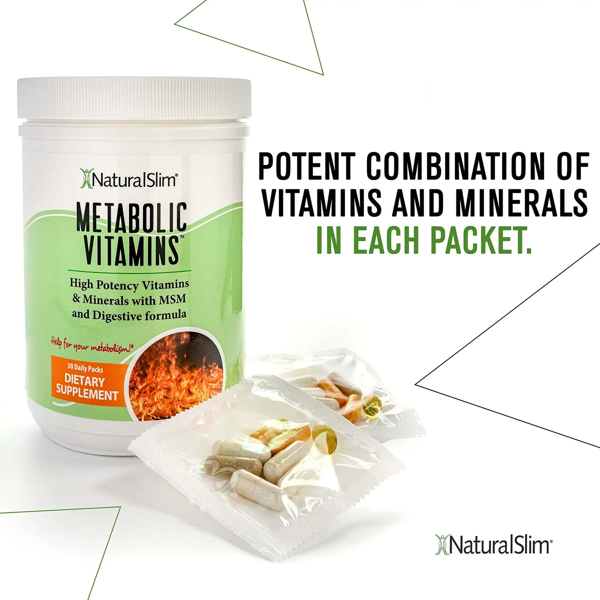 NaturalSlim Metabolic Vitamins - Combination of High Potency Multivitamins, Minerals, B Complex, Msm, & Digestive Formula Supplements NaturalSlim