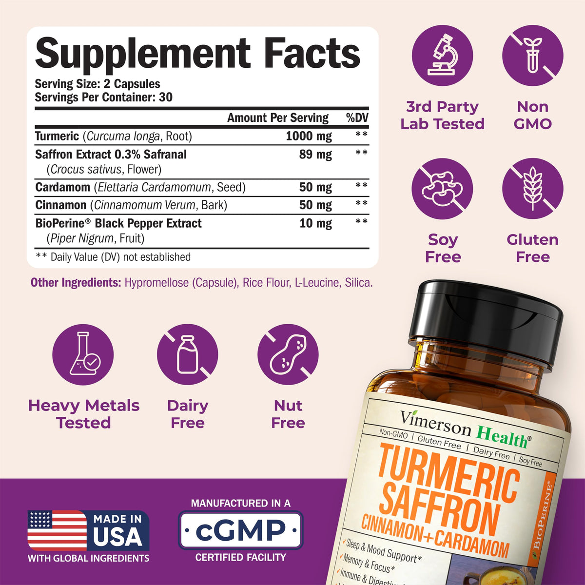 Saffron Supplements – 89mg Saffron Extract, 1000mg Turmeric Curcumin, Ceylon Cinnamon & Cardamom – Daily Mood, Joint & Metabolic Support - OmniHealth US