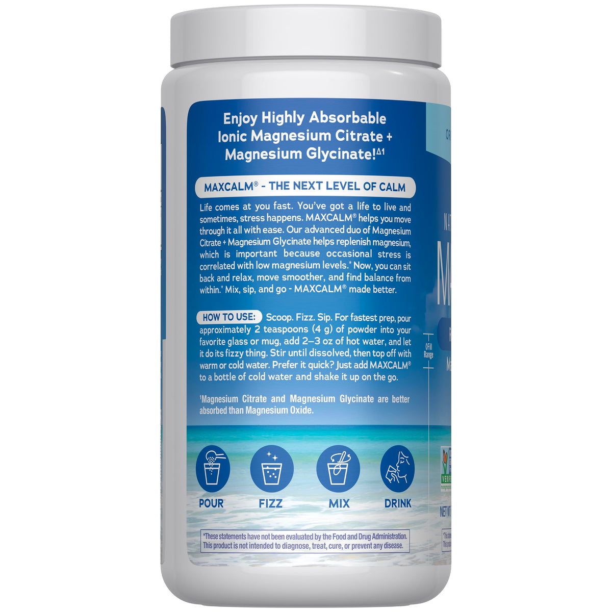 Natural Vitality Calm, Magnesium Supplement, Anti-Stress Drink Mix Powder, Gluten Free, Vegan, & Non-GMO, Original Unflavored, 16 oz - OmniHealth US