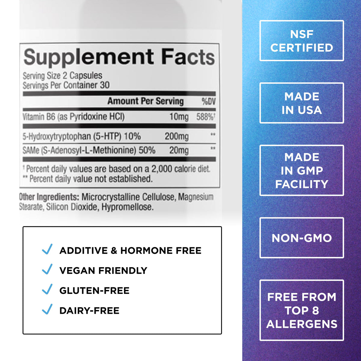 DR. EMIL NUTRITION 200 MG 5-HTP Plus with SAM-e to Maintain Normal Healthy Sleep and Create a Sense of Wellbeing - 5HTP Supplement with Vitamin - OmniHealth US