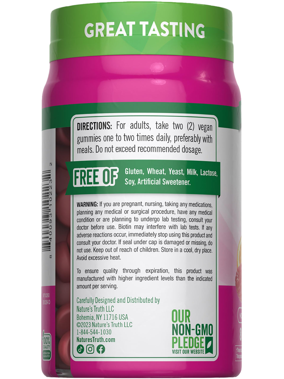 Nature's Truth Hair Skin and Nails Gummies | 80 Count | 2500mcg of Biotin | Vegan, Non-GMO, Gluten Free Supplement - OmniHealth US
