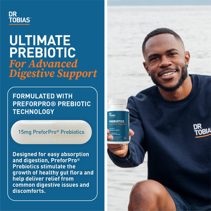 Dr. Tobias Prebiotics, Supports Digestion & Gut Health, Feed Good Probiotic Bacteria, Boost Gut Immune Function, Vegan & Non-GMO Gut Health Supplements for Men and Women - OmniHealth US